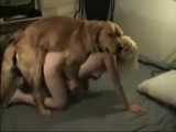 blond girl and dog