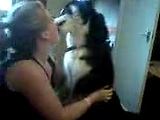 teen kissing dog